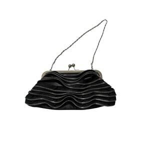 Zipper Pocketbook Evening Bag Cocktail Dress Accessory Black Chain Handle